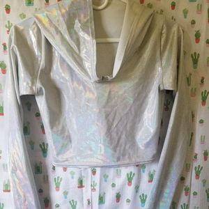 Hooded Strobe Long Sleeve Crop Top